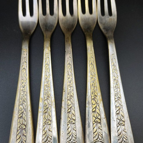 Vintage 60s spoons and forks used, set of 9 pieces
