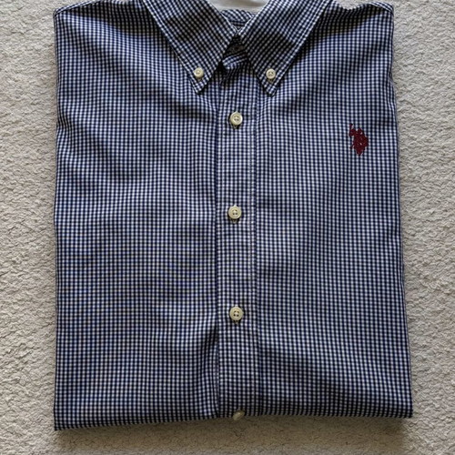 U.S. Polo Assn. Tom Shirt blue and white gingham check size M like new