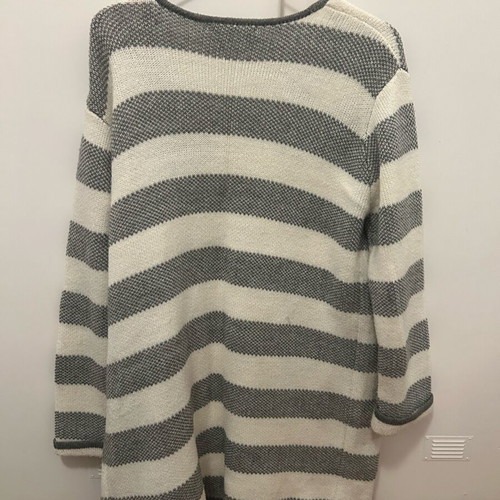 Striped cardigan used, white and gray, size S