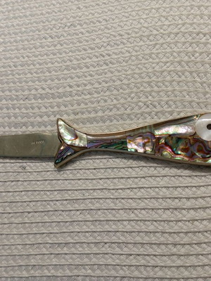 Vintage Mexican Abalone and Alpaca Letter Opener with Bottle Opener, 1978