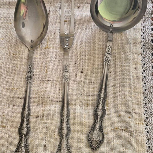 Vintage set two spoons and one fork used