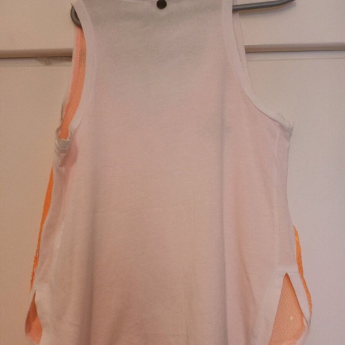 Top BSB sleeveless with sequins, white and orange, like new, size S