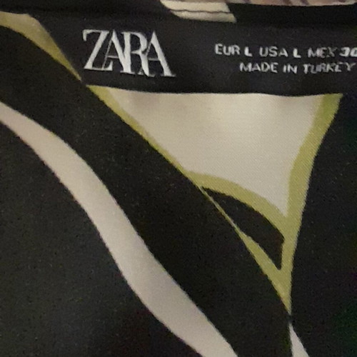 Zara satin wrap shirt with leaf pattern, size L