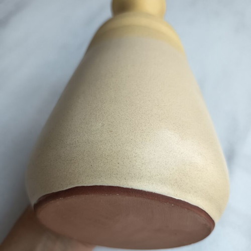 Handmade yellow ceramic vase like new, 22 cm