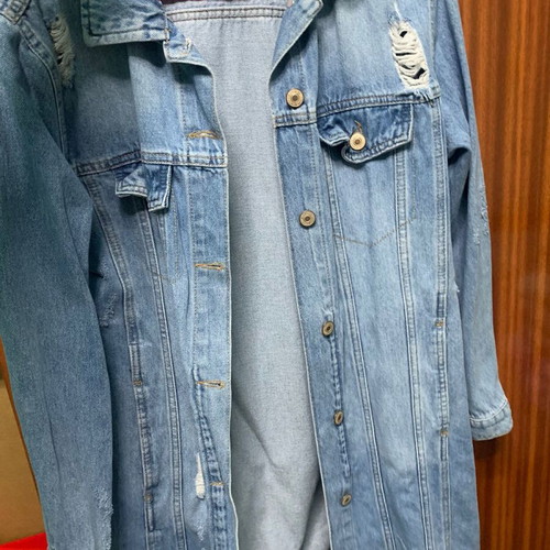 Women's long jean jacket like new, size M