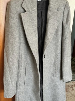 Zara дълго вълнено палто, сиво, размер XS