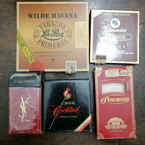 Collectible cigarette and cigar boxes used, pack of 5 pieces