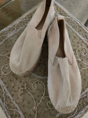 Espadrilles shoes like new, white and beige, cotton