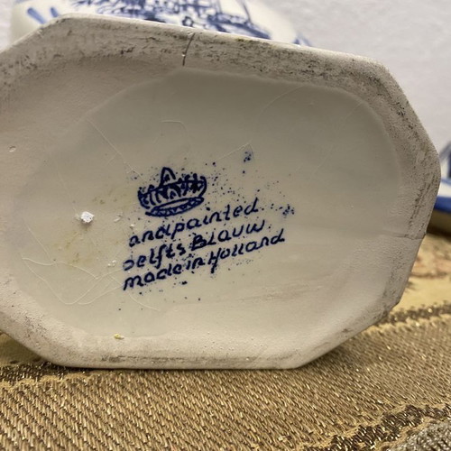 Delft Dutch porcelain urn used, hand-painted with cobalt colors