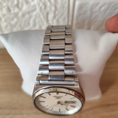 Seiko 5 Automatic Watch 6309-7080 Used, Vintage, White and Silver