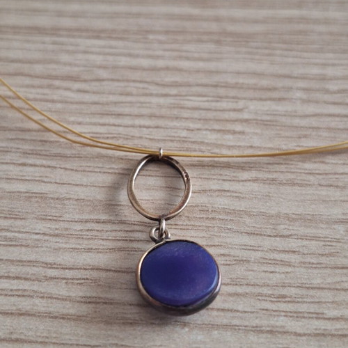 Minimal Blue Necklace with Glitter Effect like new