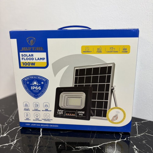 JORTAN 100W Solar Flood Light IP66 with Remote Control new