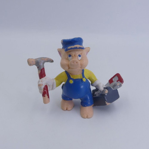 Vintage Practical Pig 2" PVC figure by Bullyland Disney used