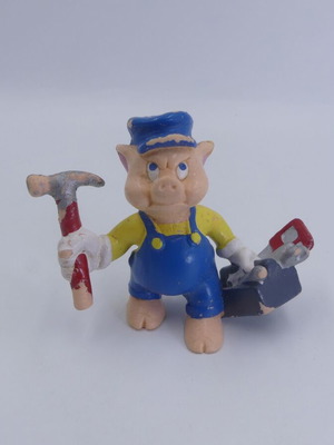 Vintage Practical Pig 2" PVC figure by Bullyland Disney used
