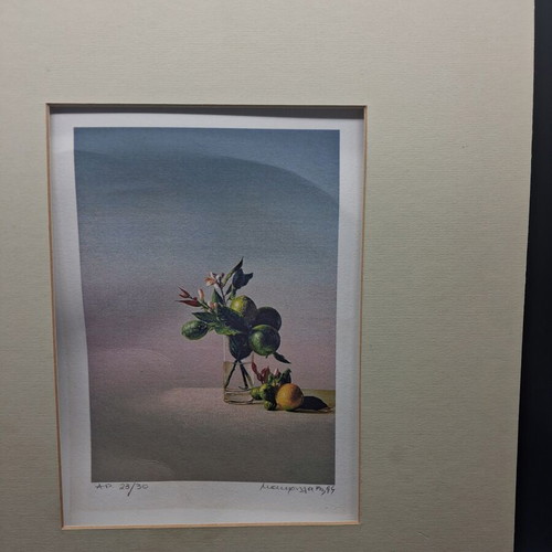 Silk Screen Print by Michalis Makroulakis "Vase with Flowers" used, A.P. edition