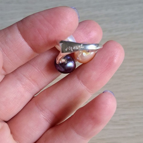 Apriati Ring No.54 Silver 925 with 3 Natural Pearls, like new
