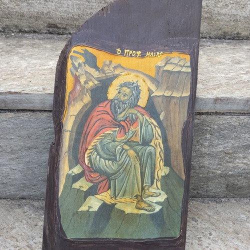 Handmade religious image on wood