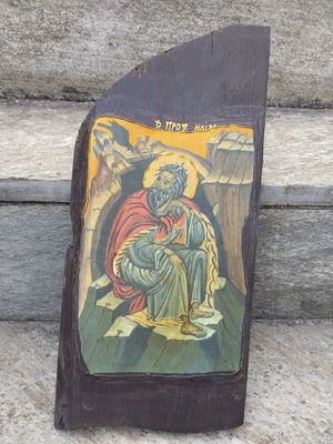 Handmade religious image on wood