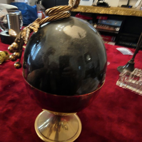 Vintage egg-shaped ice bucket with brass details, 26cm