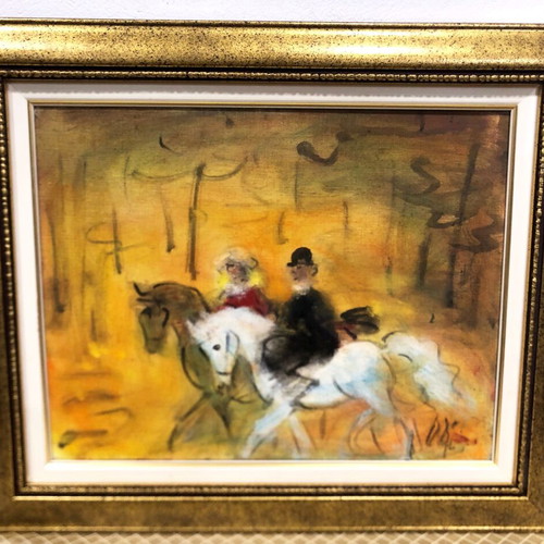 Oil painting Doris Michail Papageorgiou Walk with Horses used 50x60 cm