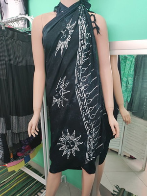 Black pareo with fringes, Rima Beachwear