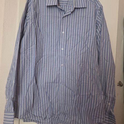 Manetti men's striped shirt, size L, white and blue
