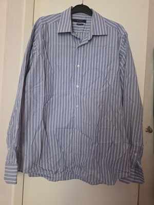 Manetti men's striped shirt, size L, white and blue