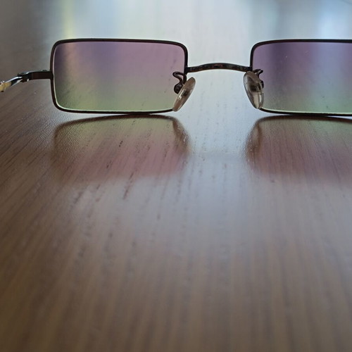 Vintage Y2K ONYX Street sunglasses metal rectangle purple green heart detail like new