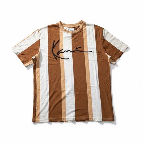 Karl Kani Stripe Tee L used, brown-white 90s hip-hop style