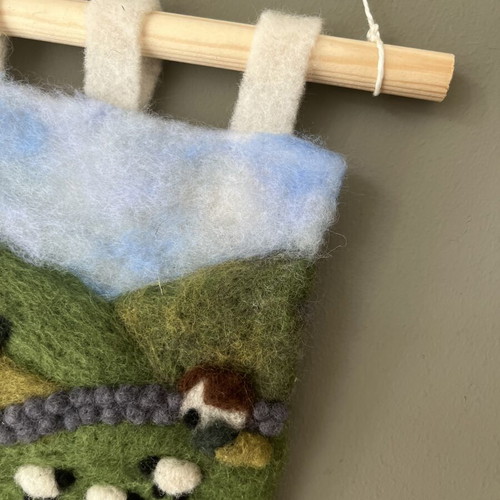 Handmade Wool Painting with Sheep