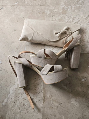 Roberto venuti high-heeled sandals size 36 used set with suede bag