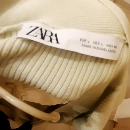 Zara summer long knitted cardigan Large, new, light green viscose