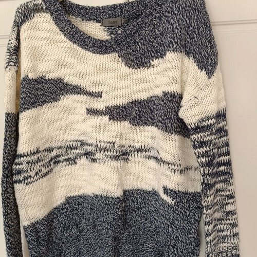 Chunky knit sweater blue white Toi&Moi like new