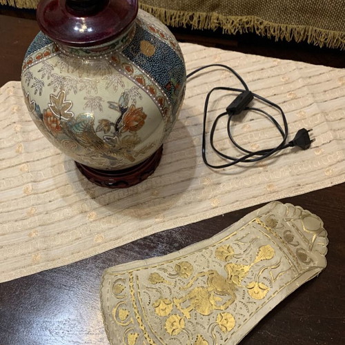 Satsuma porcelain table lamp like new, 34 cm height, 77 cm diameter