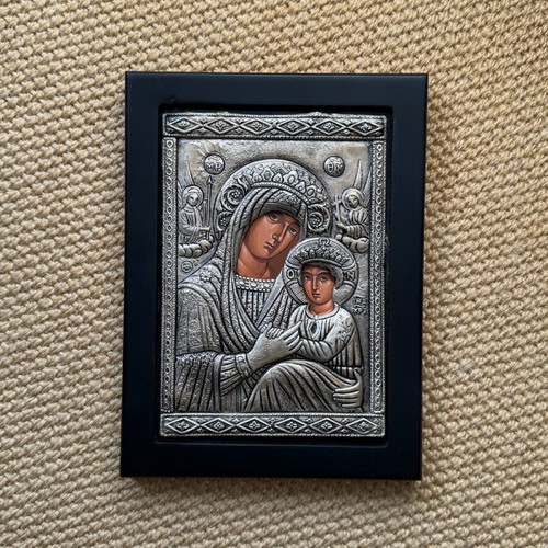 Silver icon of Virgin Mary with Jesus new, 950 silver