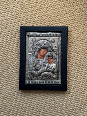 Silver icon of Virgin Mary with Jesus new, 950 silver