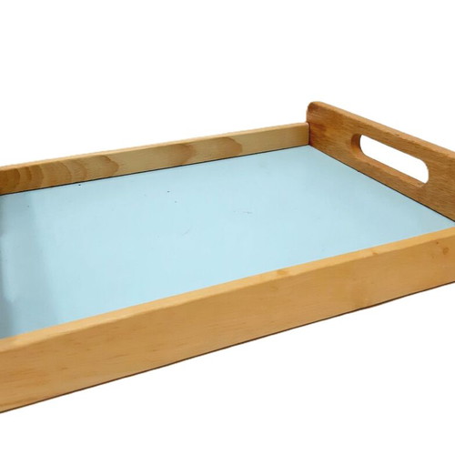 Vintage wooden tray with light blue base like new
