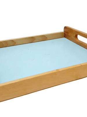 Vintage wooden tray with light blue base like new