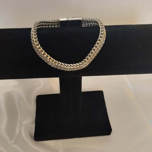 Men's wide 9mm dense weave bracelet made of stainless steel new
