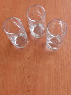 Glass set of three new, thick durable glasses
