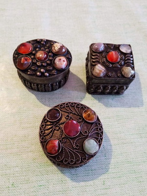 Vintage 3 μικρά διακοσμητικά κουτιά trinket boxes σαν καινούργια