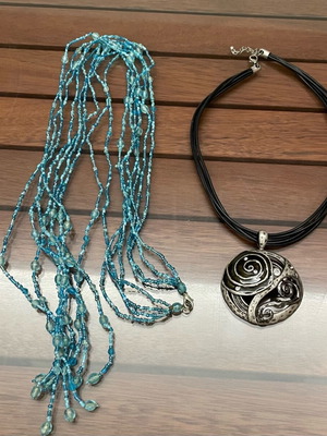 Faux jewelry used, necklaces and bracelets set