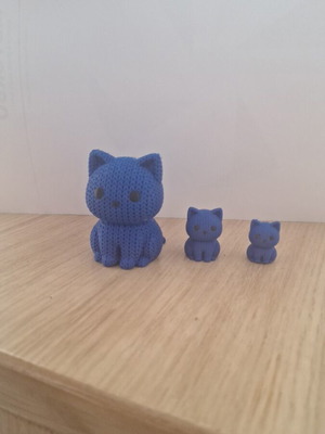 Blue plastic cat handmade, new, 3D printed decoration