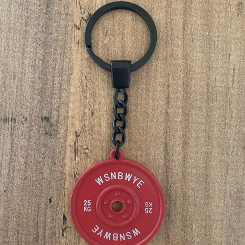 Metal keychain gym weight plate new