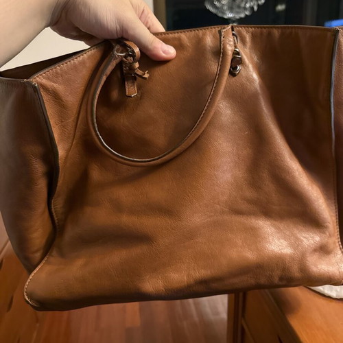 Balenciaga Paris leather tote shoulder bag, tan