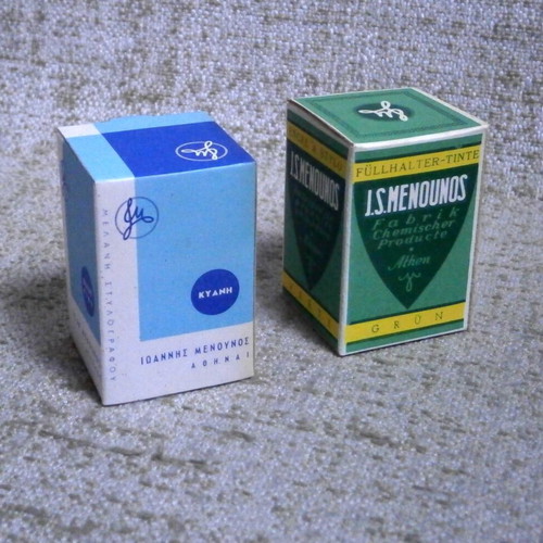 Menounos fountain pen ink cyan and green new, pack of 2 vintage