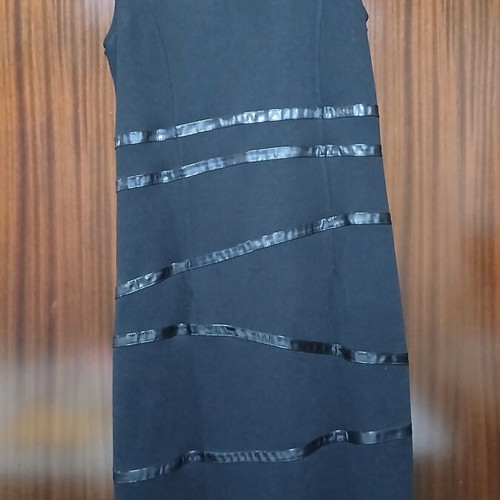 Matis Fashion black sleeveless dress with eco-leather stripes size M like new