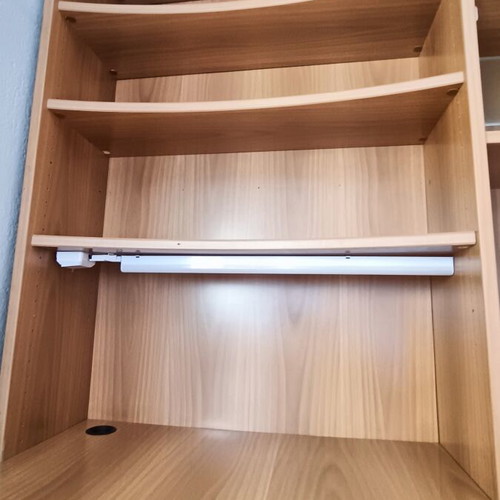 Neoset desk and bookshelf used with LED light