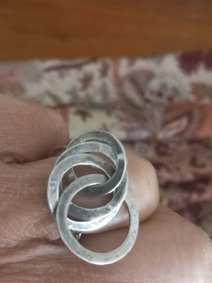 Silver handmade ring with rings