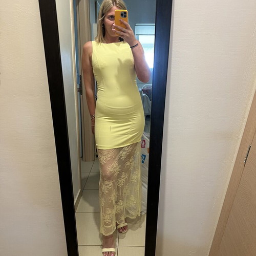 Summer dress yellow with lace new